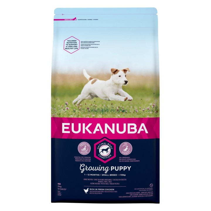 EUKANUBA Growing Puppy Small Breed Für Welpen kleiner Rassen – Reich an frischem Huhn 2kg