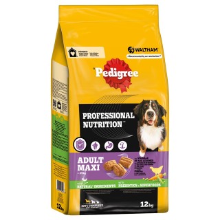 Pedigree Trockenfutter zum Sonderpreis! - 12 kg Professional Nutrition Adult Maxi 25kg mit Geflügel & Gemüse