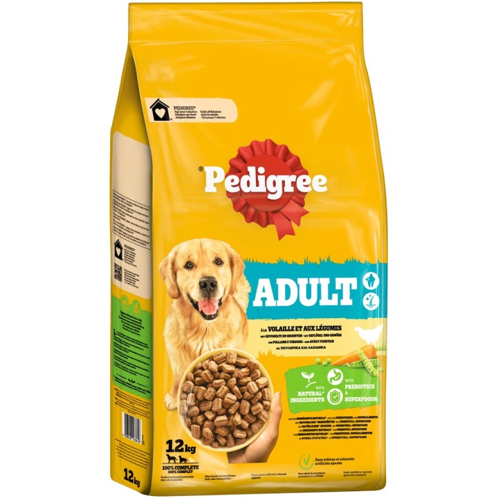 Pedigree Trockenfutter zum Sonderpreis! - 12 kg Adult Geflügel & Gemüse