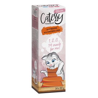 Catessy Mousse Schälchen 14 x 90 g 2 + 1 GRATIS! - mit Hühnerleber