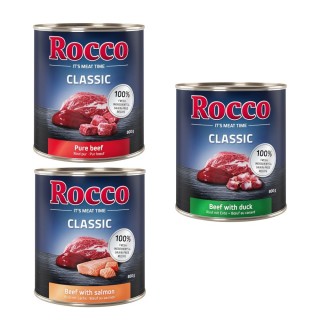 Angebot Rocco Classic 12 x 800 g - Exklusiv-Mix: Rind pur, Rind/Lachs, Rind/Ente