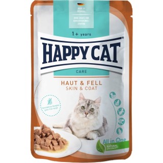 Happy Cat Meat in Sauce Care Haut und Fell Frischebeutel - 85 g