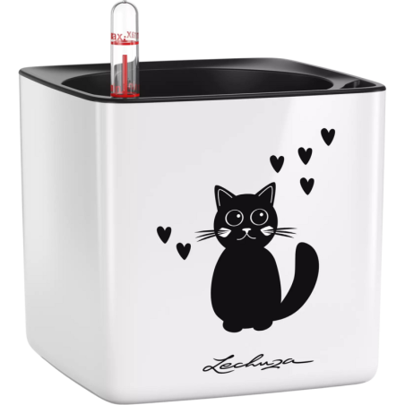 Lechuza Tischgefäß CUBE Glossy CAT 14 - weiß-highgloss