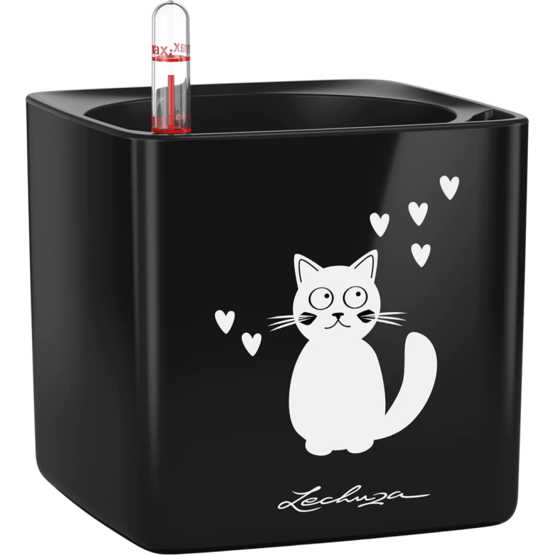 Lechuza Tischgefäß CUBE Glossy CAT 14 - schwarz-highgloss