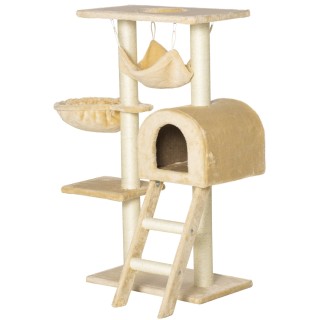 PawHut Kratzbaum Katzenbaum Kletterbaum Spielbaum mit mehreren Ebenen Aktivitätszentrum Höhe 98 cm beige   Aosom