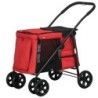 PawHut Hundekinderwagen zusammenklappbar Haustier Hund Katze Kissen inklusive Räder mit Bremse 600D Oxford-Stoff Stahl 102 x