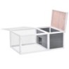 PawHut Kaninchenstall Käfig wasserdichter großer massiver Holzraum grau 115x66x47,5 cm   Aosom