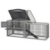 PawHut Kleintierstall Kleintierkäfig mit Freigehege Meerschweinchenstall Freilaufgehege Winterfest Outdoor Tierstall Tannenho
