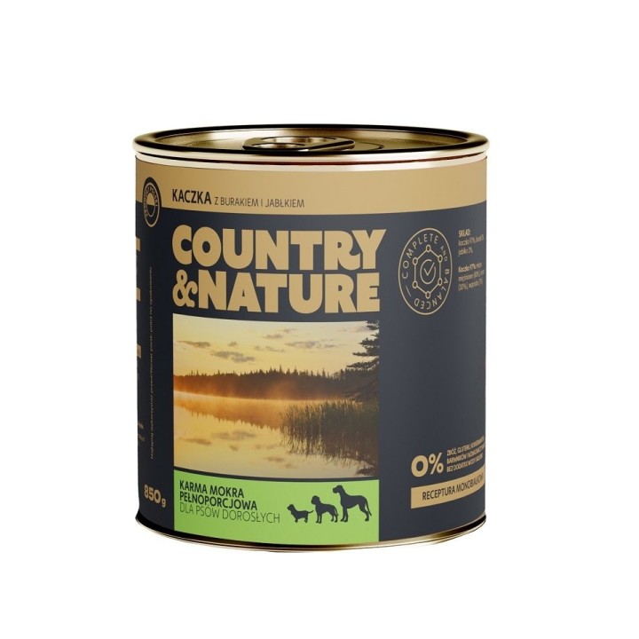 COUNTRY&amp,NATURE Getreidefreies Nassfutter Ente mit Roter Bete und Apfel 850 g