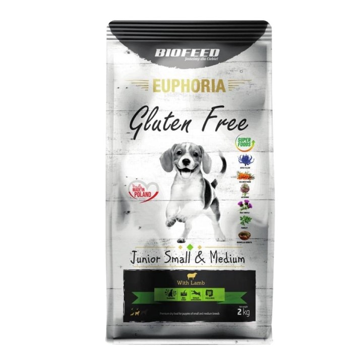 BIOFEED EUPHORIA Gluten Free mit Lammfleisch für kleine und mittelgroße Welpen 2 kg