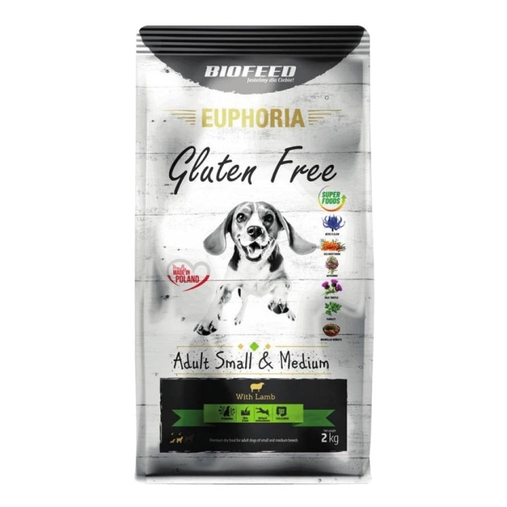 BIOFEED EUPHORIA Gluten Free mit Lammfleisch für kleine und mittelgroße Hunde 2 kg