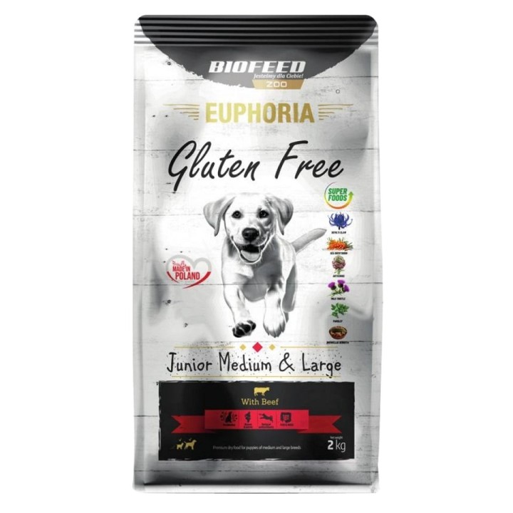 BIOFEED EUPHORIA Gluten Free mit Rindfleisch für mittlere und große Rassen 12 kg