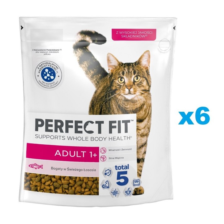 PERFECT FIT (Adult 1+) 6x750g Reich an Lachs – Trockenfutter für Katzen