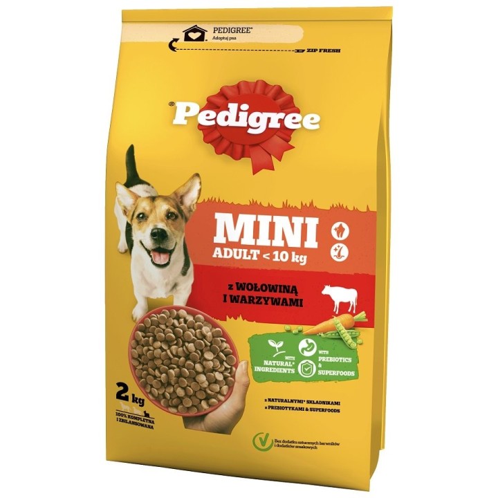 PEDIGREE Adult Mini 6x2 kg: Trockenfutter mit Rindfleisch und Gemüse für adulte Hunde kleiner Rassen