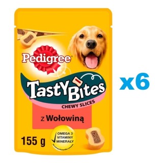 PEDIGREE Tasty Bites Chewy Slices 6x155g: Hundeleckerlis mit Rindfleisch