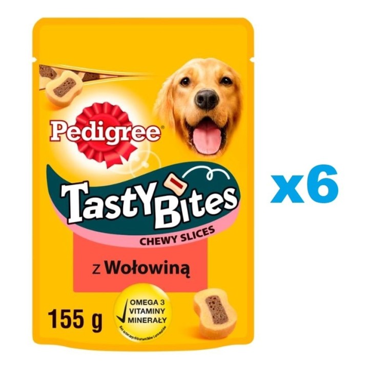 PEDIGREE Tasty Bites Chewy Slices 6x155g: Hundeleckerlis mit Rindfleisch