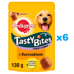 PEDIGREE Tasty Bites Chewy Cubes 6x130 g: Hundeleckerli mit Huhn