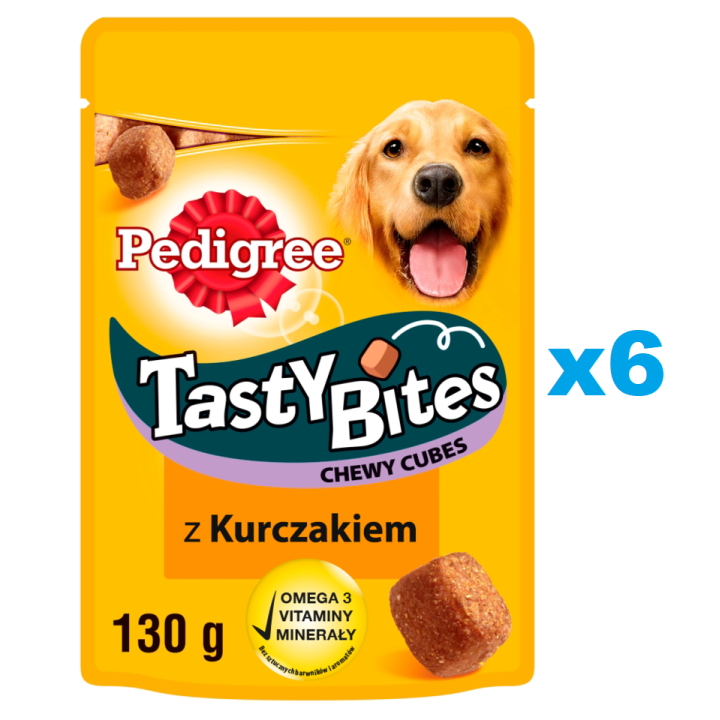 PEDIGREE Tasty Bites Chewy Cubes 6x130 g: Hundeleckerli mit Huhn
