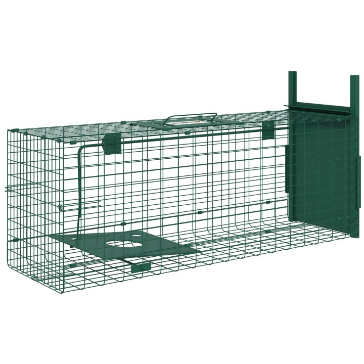 Outsunny Lebendfalle aus Stahl mit 1 Eingang für Ratten und Mäuse Maße 80L x 25B x 30H cm dunkelgrün   Aosom