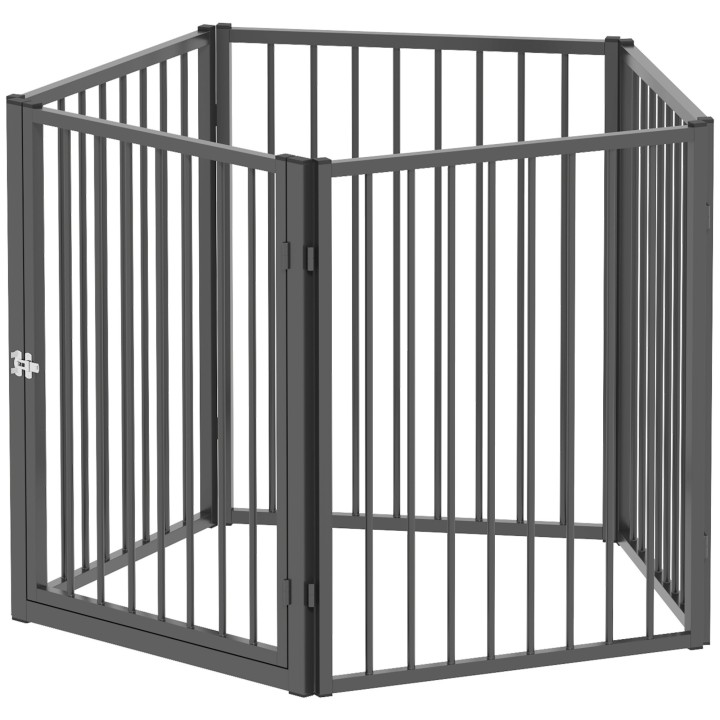 PawHut Hundepark, 5-teiliges, modulares und faltbares Gehege aus Metall, 76H cm mit Tür, Zaun für Katzen, Welpen und kleine T