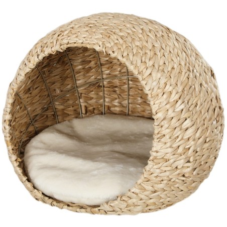 PawHut Katzenkorb, Katzenhaus, mit flauschigem Kissen, geräumiges Innenleben, aus Weide, 45 x 41 x 37 cm, braun   Aosom