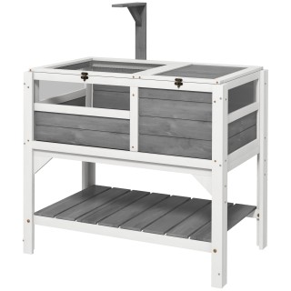 PawHut Schildkrötenhaus auf Stelzen mit Regal aus Massivholz - Innen- und Außenbereich - 84 x 51 x 103 cm   Aosom