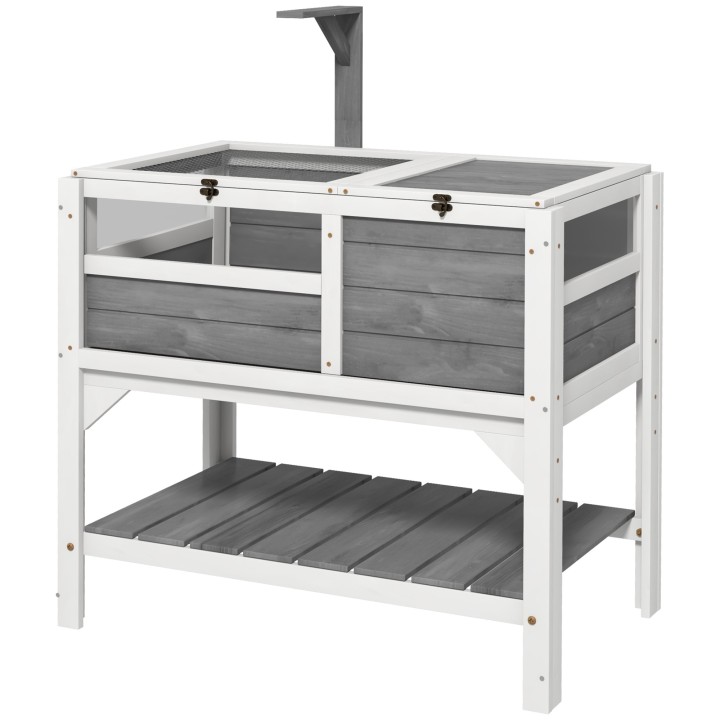 PawHut Schildkrötenhaus auf Stelzen mit Regal aus Massivholz - Innen- und Außenbereich - 84 x 51 x 103 cm   Aosom