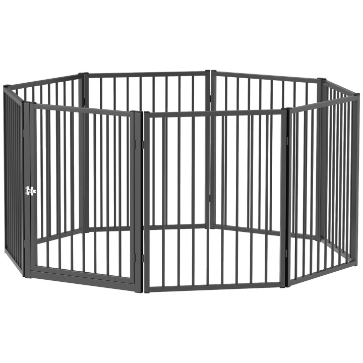 PawHut Parc für Hunde, 8-teiliges modulares und faltbares Hundegatter, tragbares Metallgehege 76H cm mit Tür, Zaun für Katzen