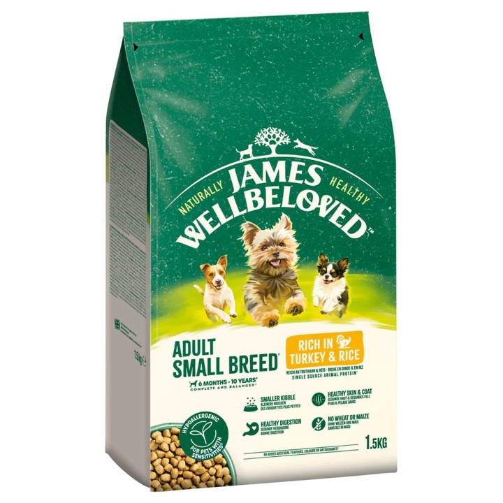 James Wellbeloved Adult Small Breed Dog Hypoallergenic Truthahn & Reis - 1,5 kg