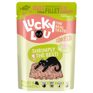 Lucky Lou Extra Food 12 x 70 g - Thunfisch & Shrimps in Jelly