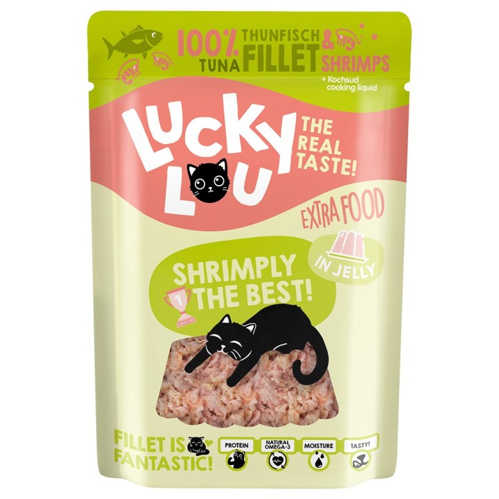 Lucky Lou Extra Food 12 x 70 g - Thunfisch & Shrimps in Jelly