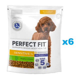 PERFECT FIT Sensitive 1+ 6x825g: Trockenvollnahrung mit Truthahn für adulte Hunde kleiner Rassen
