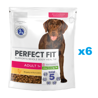 PERFECT FIT Adult 1+ 6x825g: Trockenvollnahrung mit Huhn für adulte Hunde großer Rassen