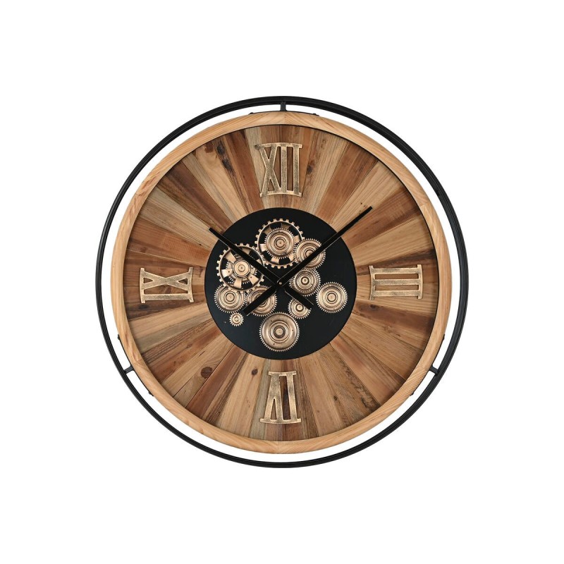 Wanduhr Home ESPRIT Schwarz natürlich Kristall Kiefernholz 87,2 X 8 X 87,2 cm