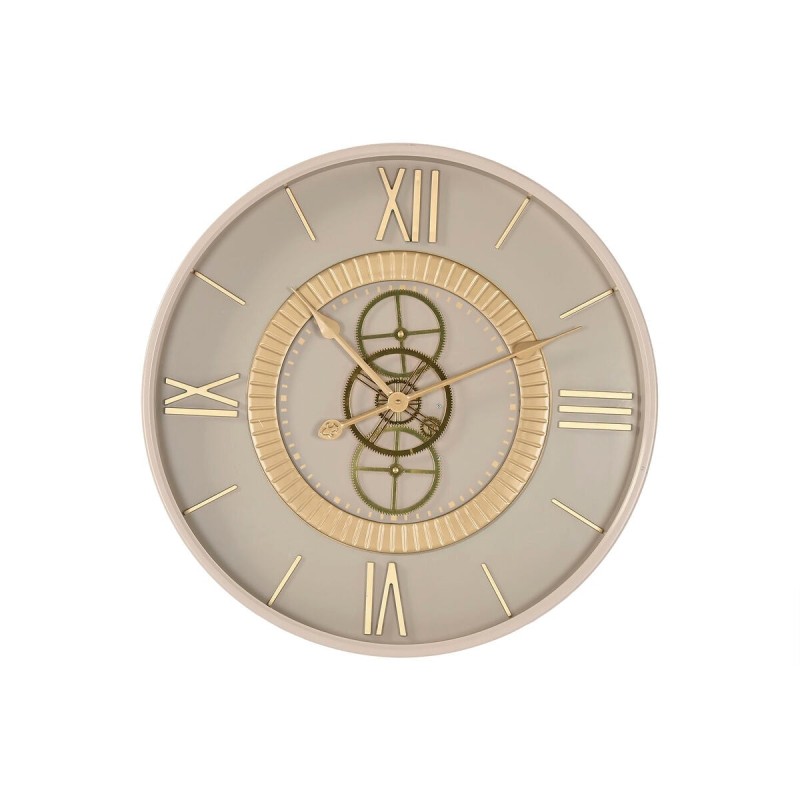 Wanduhr Home ESPRIT Weiß Beige Gold Kristall Eisen 60 x 8 x 60 cm 59,5 x 8,5 x 59,5 cm