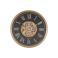 Wanduhr Home ESPRIT Schwarz Gold Kristall Eisen 80 x 9,5 x 80 cm