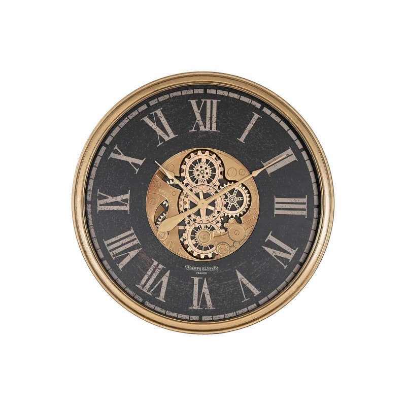 Wanduhr Home ESPRIT Schwarz Gold Kristall Eisen 80 x 9,5 x 80 cm