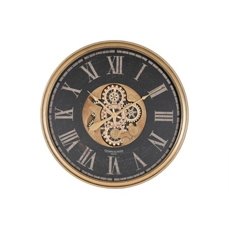 Wanduhr Home ESPRIT Schwarz Gold Kristall Eisen 80 x 9,5 x 80 cm