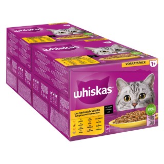 Jumbopack Whiskas 1+ Adult Frischebeutel 144 x 85 g - Geflügel Auswahl in Sauce