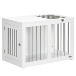 PawHut Hundekäfig Haustierkäfig für mittelgroße Hunde 80 x 50 x 56,5 cm mit Türen und Transportfunktion in Weiß   Aosom.de