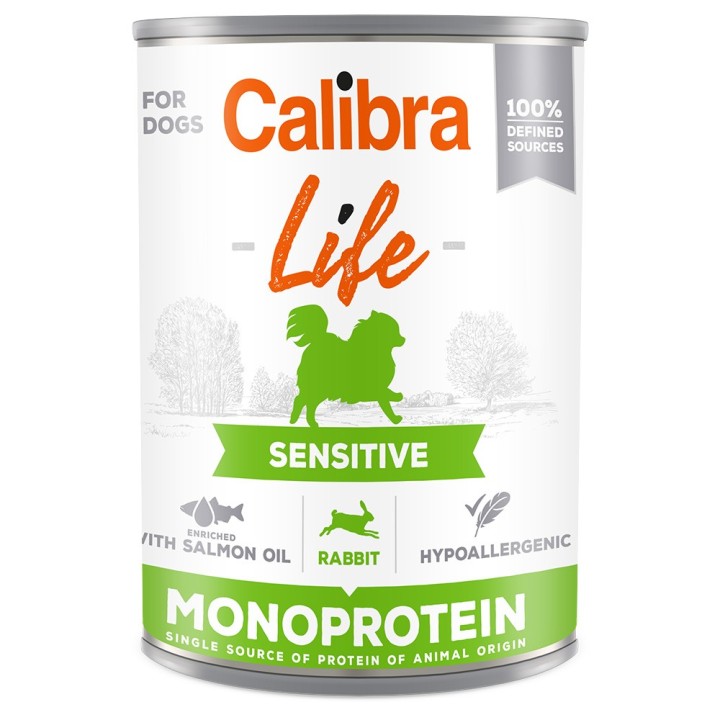 Calibra Dog Life Adult 6 x 400 g - Sensitive Kaninchen
