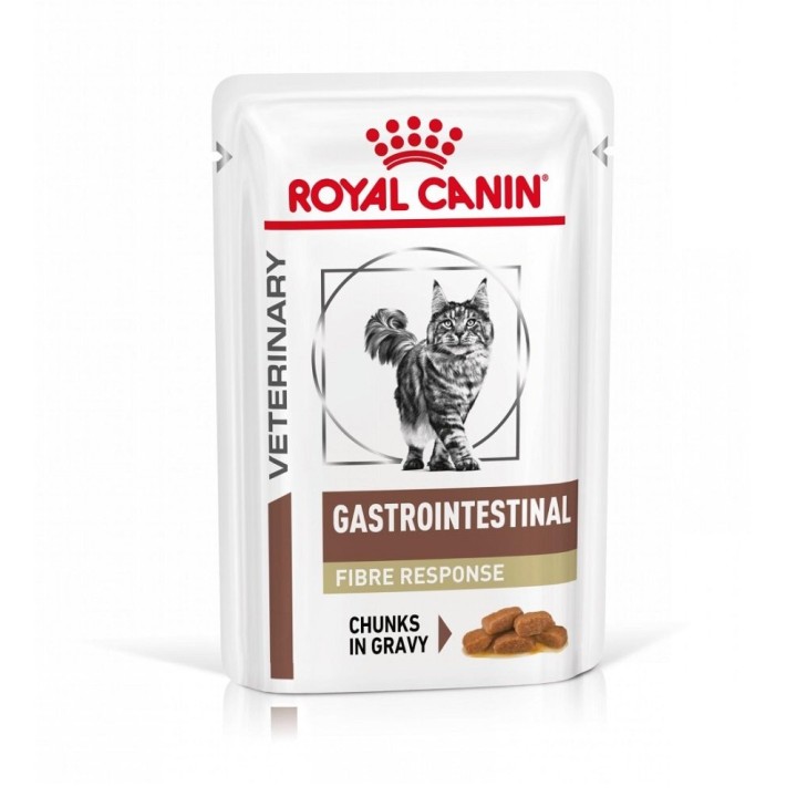 ROYAL CANIN Veterinary cat Gastrointestinal Fibre Response 12x85 g Soßenfutter für Katzen, die an Verstopfung leiden