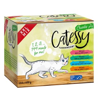144 x 100 g Catessy Häppchen in Sauce oder Gelee zum Sonderpreis! - 4 Sorten Häppchen in Sauce