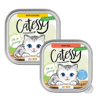 Catessy Junior-Häppchen in Sauce Mix mit 2 Sorten 2 + 1 GRATIS! - 16 x 100 g