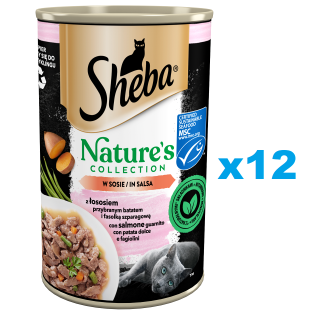 SHEBA 12x400 g Nature's Collection: Nassvollnahrung für adulte Katzen mit Lachs, Süßkartoffeln und grünen Bohnen in Sauce