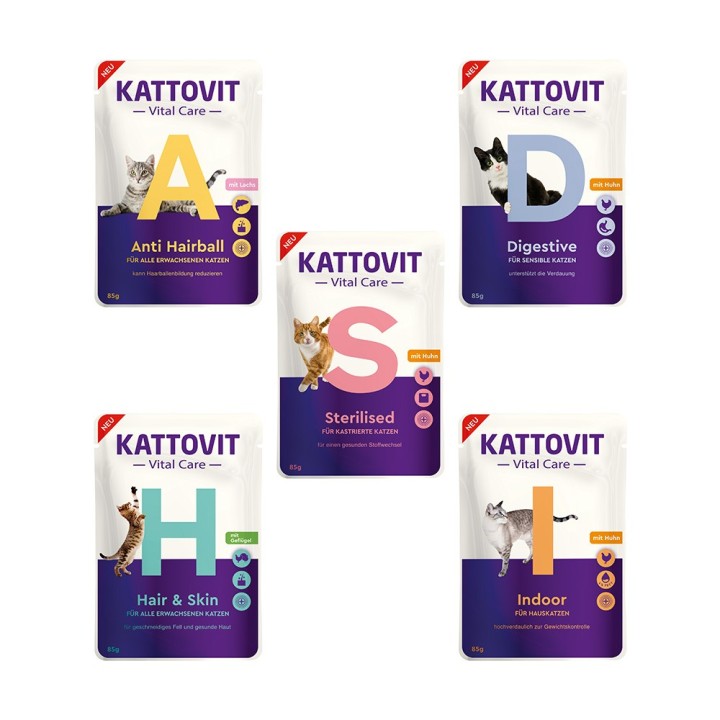 Kattovit Vital Care Probierpaket - 25 x 85 g (5 Sorten)