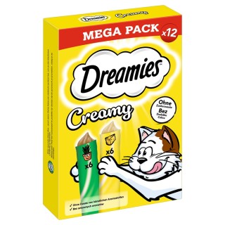 Dreamies Creamy Snacks - Sparpaket Katzenminze & Käse (84 x 10 g)