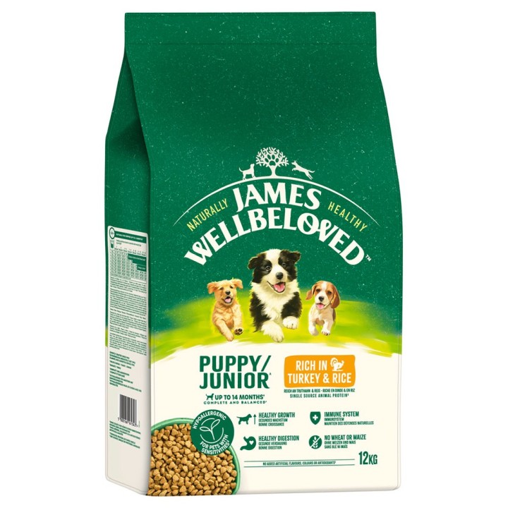 James Wellbeloved Junior Dog Hypoallergenic Truthahn & Reis - 12 kg