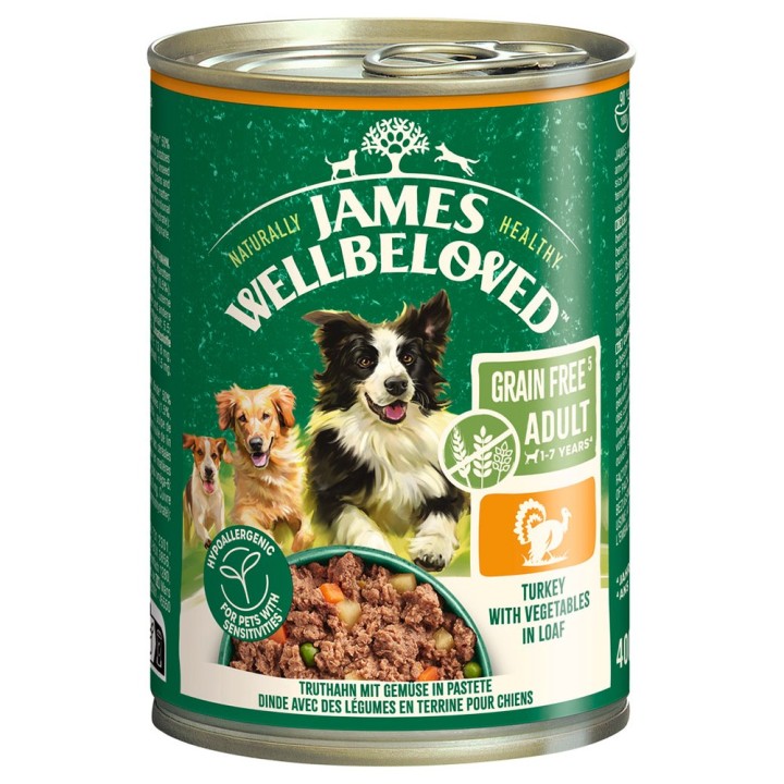 James Wellbeloved Adult Dog Grain Free Hypoallergenic Truthahn in Pastete - 6 x 400 g