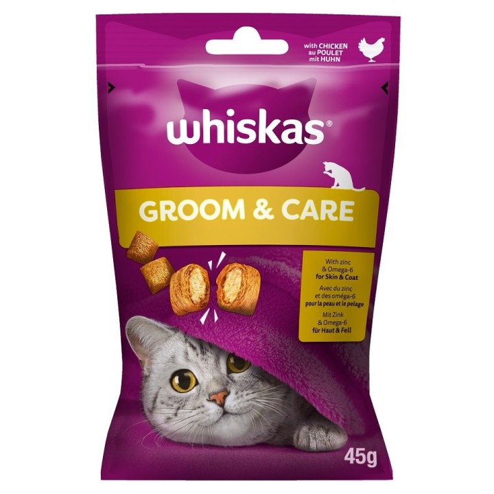 WHISKAS Gesunder Glanz 45 g: Leckerlis mit Huhn für Katzen